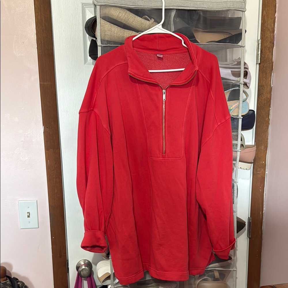 Red Quarter-Zip Pullover